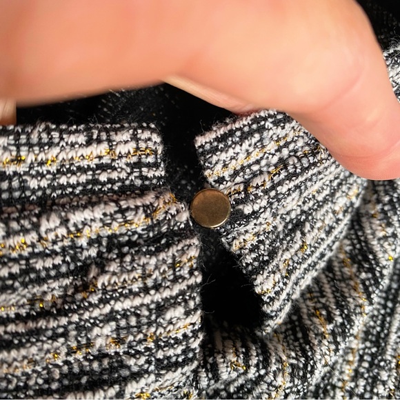 🖤 VILA BLACK WHITE GOLD SHIMMER TWEED CAPRI SLEEVE DRESS! - Picture 8 of 13